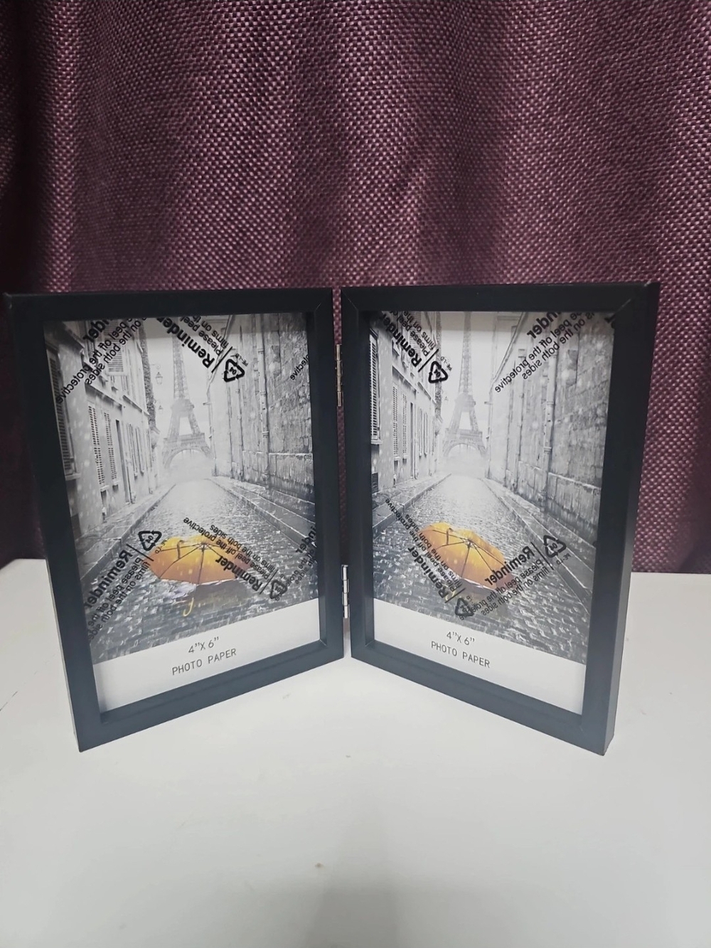 Double Black Hinged Photo Frame - Black